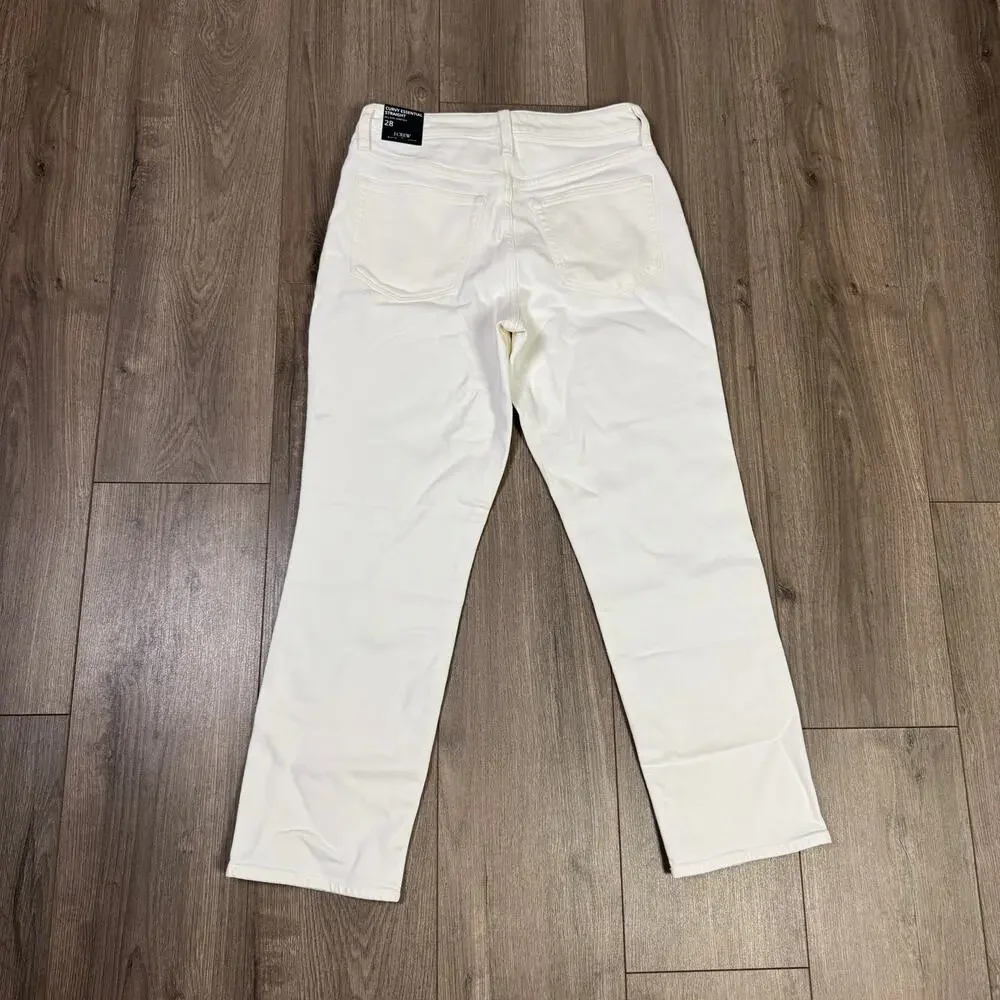 J.Crew Curvy Essential Straight Jeans WMNS 28 White Denim All Day Stretch Ankle